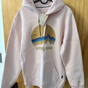 NWT Patagonia Pastel Pink Graphic Hoodie - Organic Cotton Blend - Size M